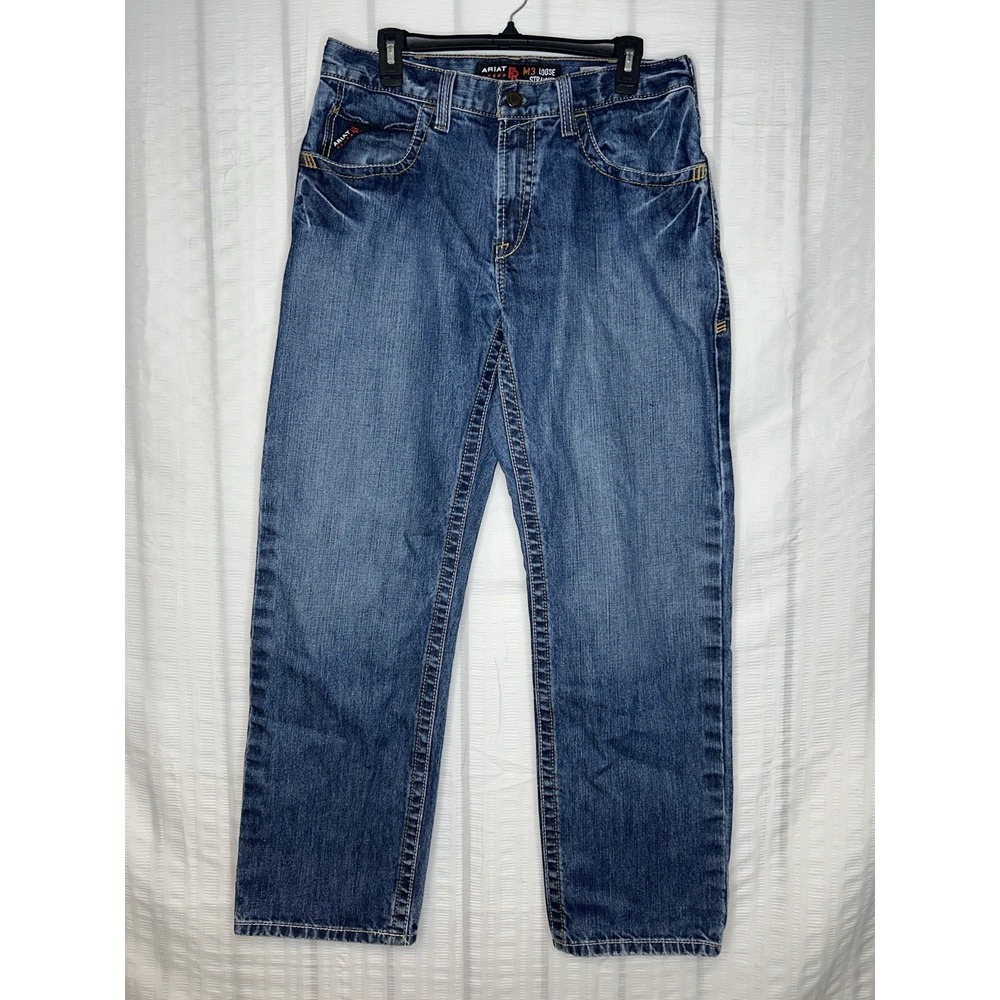 Ariat FR M3 Jeans Mens 34x32 Blue Loose Flame Resistant Denim Workwear 10014449